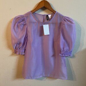 H&M DIVIDED XXS LAVENDER SEE THROUGH TOP